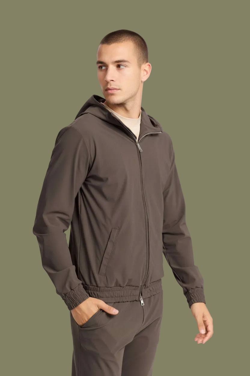 Mocha Brown Hooded Tech Vest