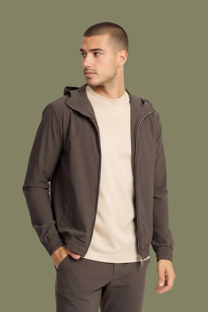 Mocha Brown Hooded Tech Vest