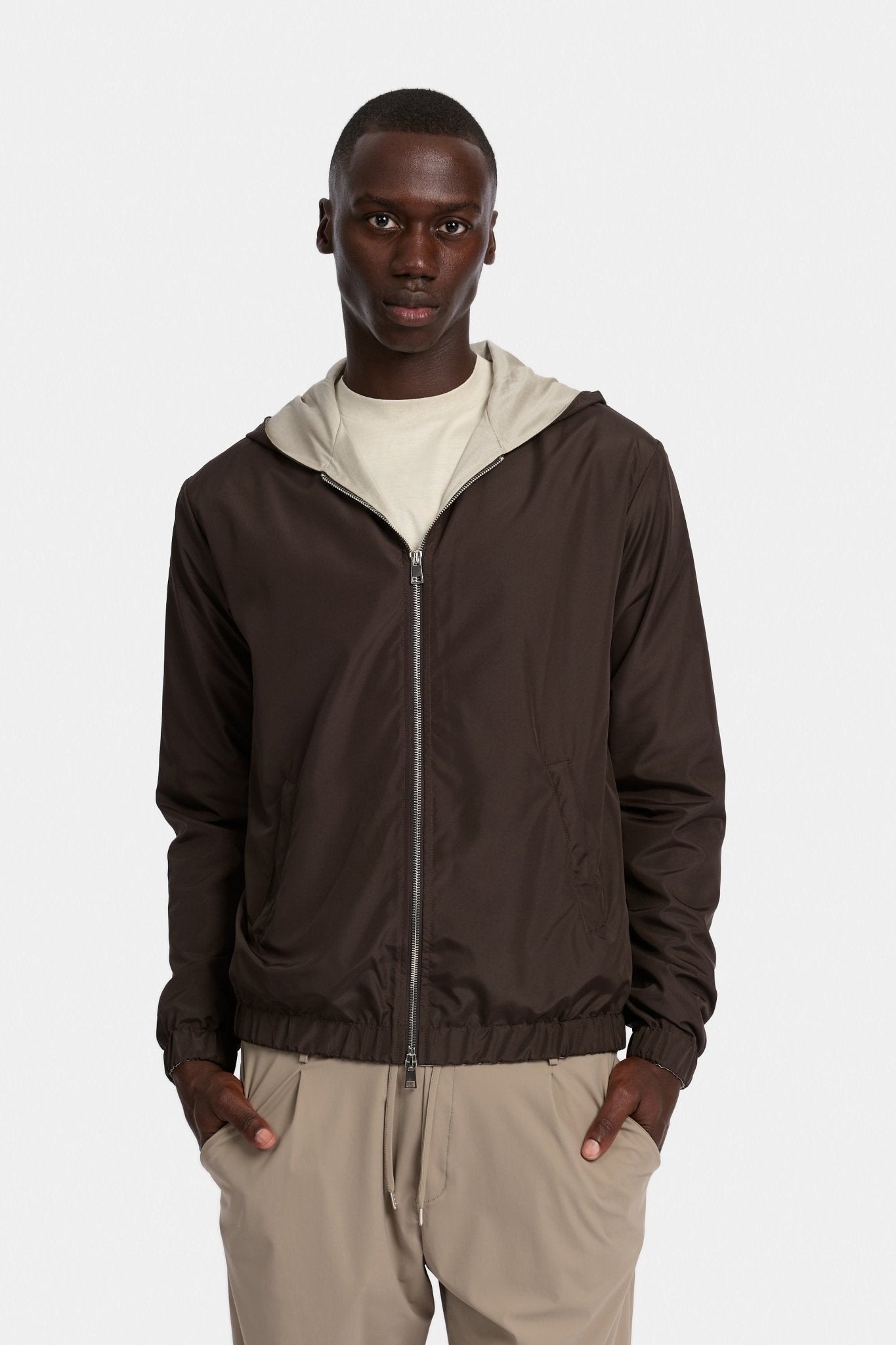 Mocha Brown Hooded Blend Jacket